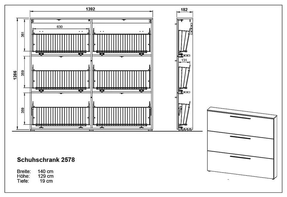 Biela výklopná skrinka na topánky Utah - Germania