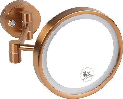 Bemeta Design Kozmetické zrkadlo, ø 200 mm, s LED osvetlením, mat, medená zlatá - 155101140