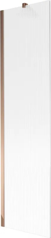Mexen Next, vaňová zástena 1-krídlová 50 x 150 cm, fixné krídlo, 6 mm sklo s pruhmi, ružové zlato profil, 895-050-000-00-09-60