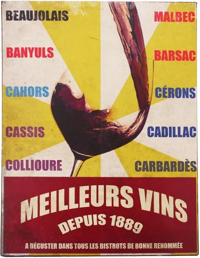 Plechová ceduľa Antic Line Vin