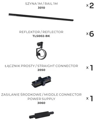 Zuma Line 3028 - Bodové svietidlo v lištovom systéme MASTER 6xGU10/10W/230V čierna