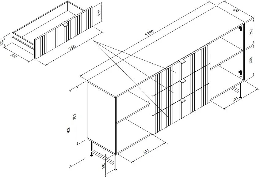 Široká komoda so zásuvkami Edinburgh