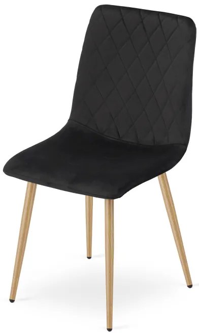 Set štyroch jedálenských stoličiek TURIN zamatové, čierne / hnedé nohy (4 ks)