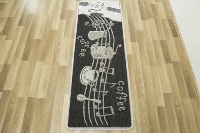 Protišmykový kuchynský koberec/ behúň Flex 951/80 Káva grafitový