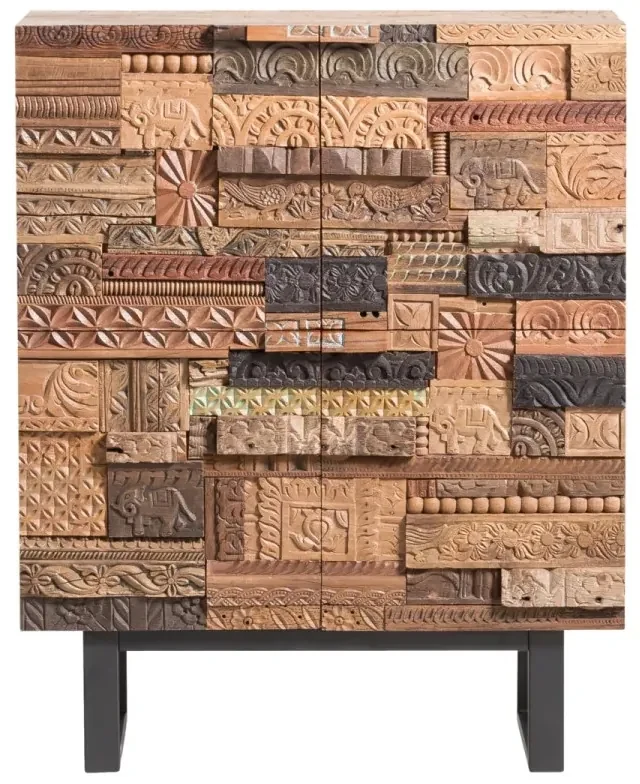 furniture-nabytek.cz - Masívna komoda Highboard v Grónsku z mangového dreva, lakovaná, hnedá