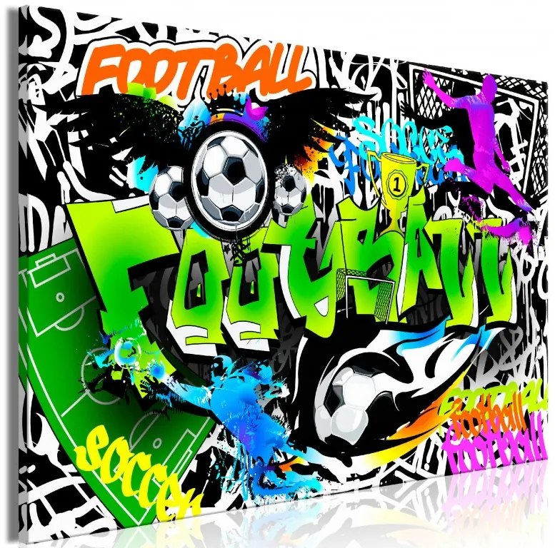 Artgeist Obraz - Football Graffiti (1 Part) Wide Veľkosť: 60x40, Verzia: Na talianskom plátne