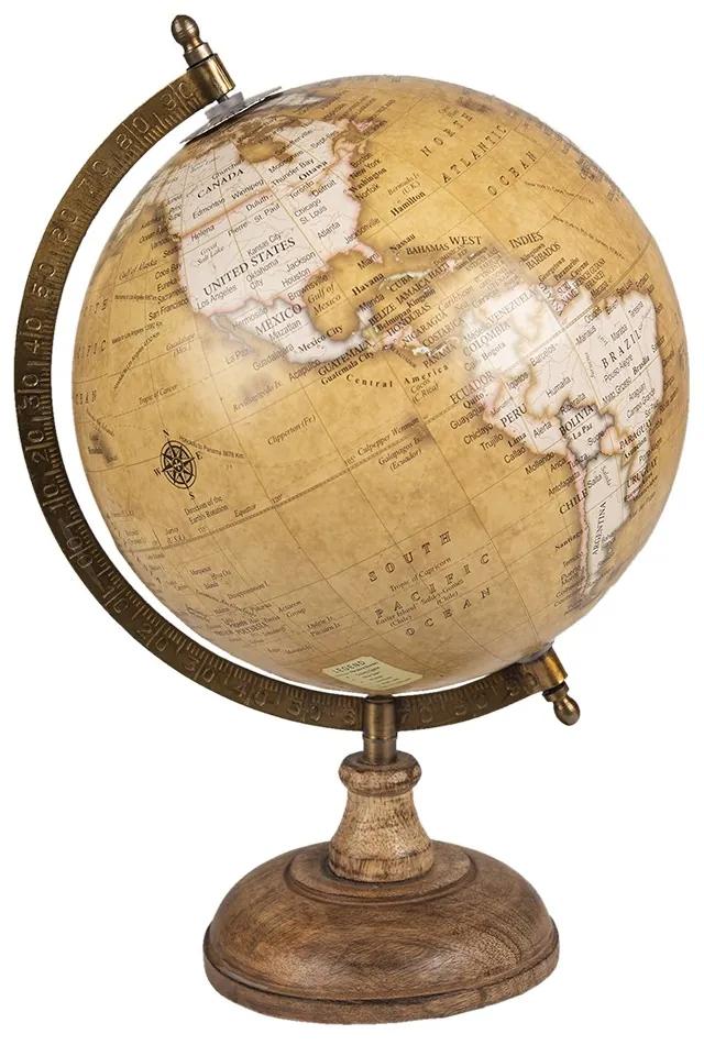 Hnedý dekoratívny glóbus na drevenom podstavci Globe - 22*22*37 cm