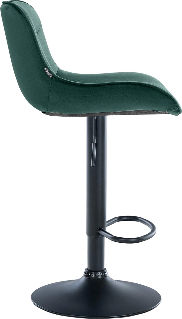 Barová stolička Vonore - zamat, čierny rám - Zelená