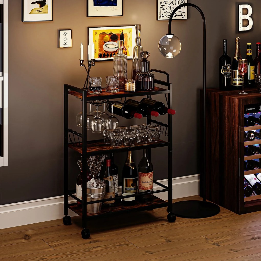 Servírovací vozík Houseland Lexo hnědý/černý