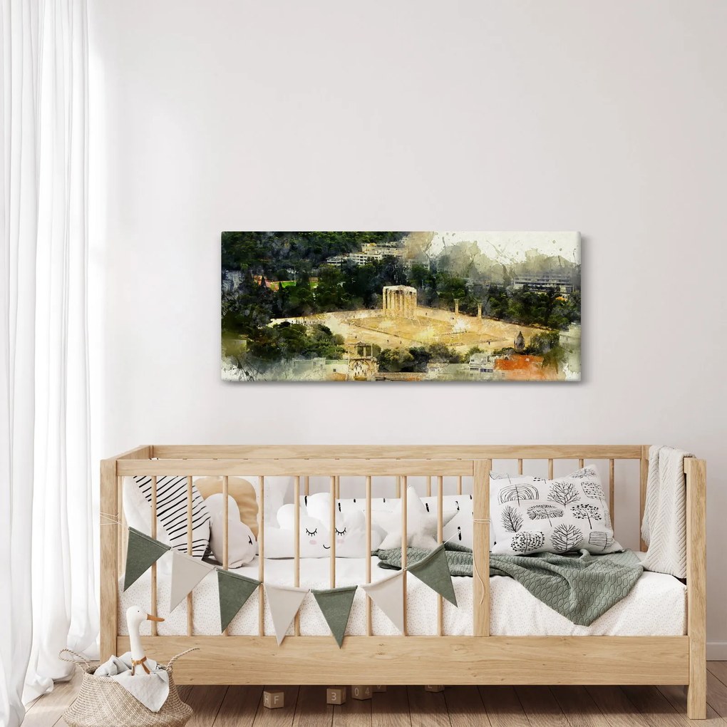 Obraz - Chrám Dia, Atény, Grécko (120x50 cm)