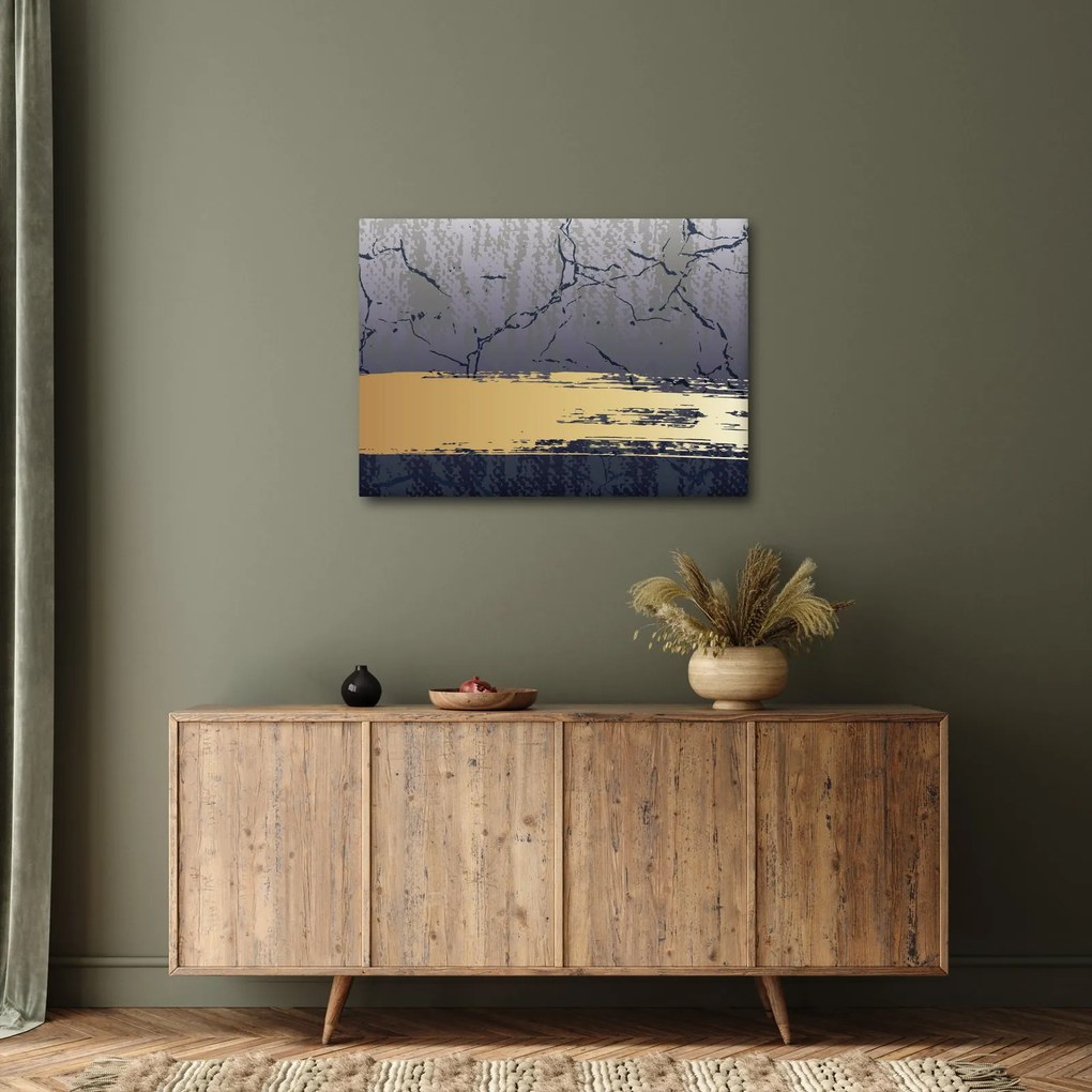Obraz - Modrá a zlatá abstrakcia N⁰1 (70x50 cm)