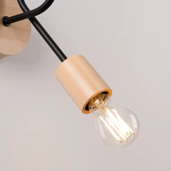 Sollux SL.1476 - Nástenná lampa EMBER 1xE27/15W/230V čierna/béžová/buk