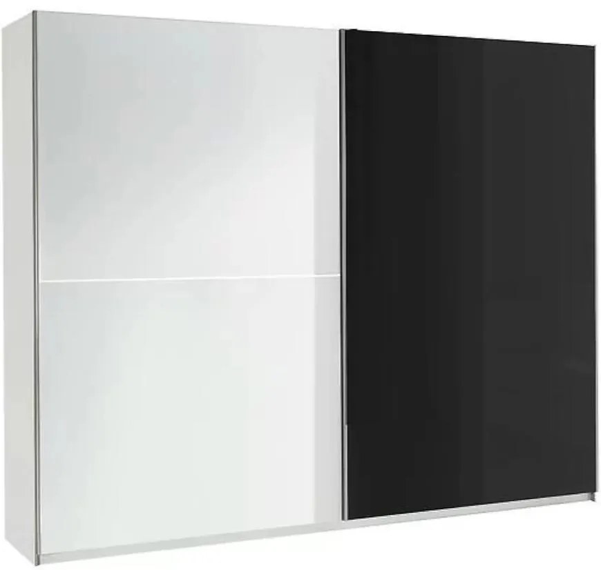 Skriňa Lux 2 bielo/čierna lesklá 244 cm