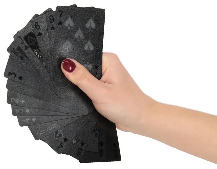 KIK Plastové hracie karty čierne