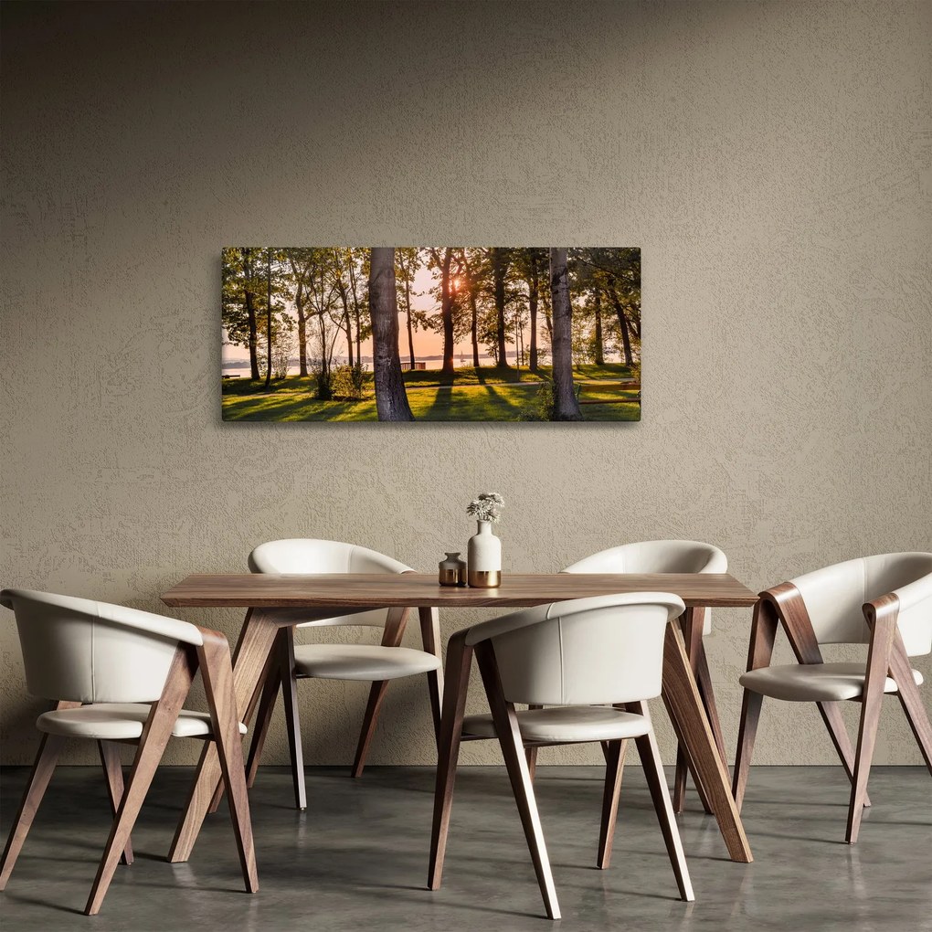 Obraz stromov pri jazere (120x50 cm)