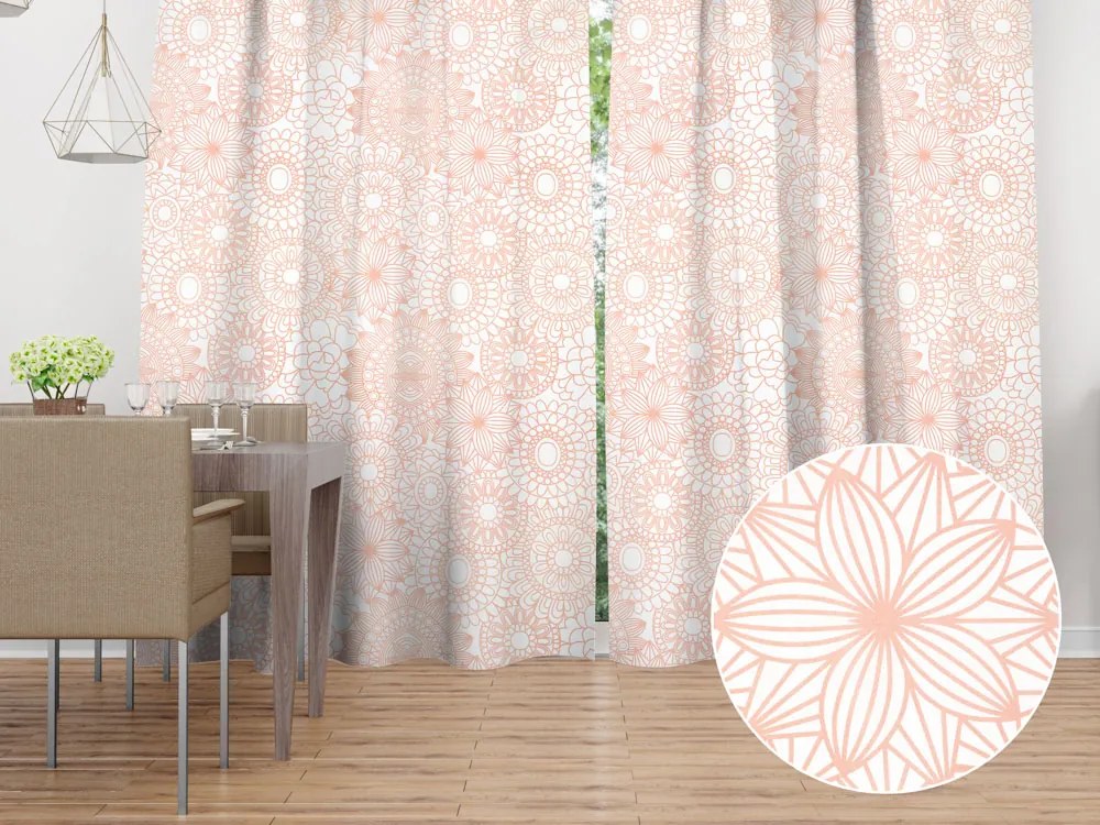 Biante Bavlnený záves Sandra SA-275 Svetlo lososové mandaly na bielom 140x220 cm