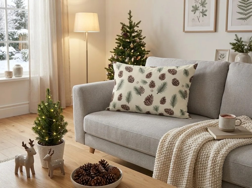 Bavlnená obliečka na vankúš PINE CONES 50x70 cm, farebný