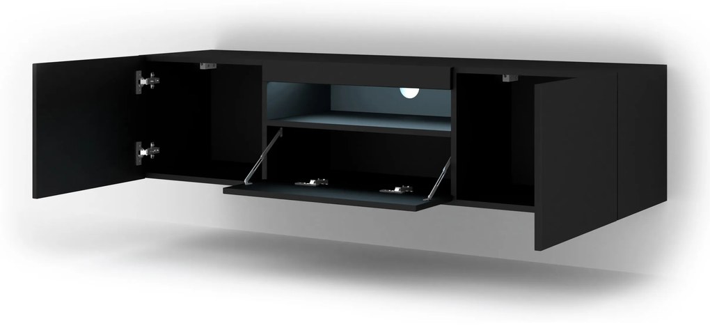TV stolík/skrinka Aurora (čierny mat) (LED). Vlastná spoľahlivá doprava až k Vám domov. 1057694