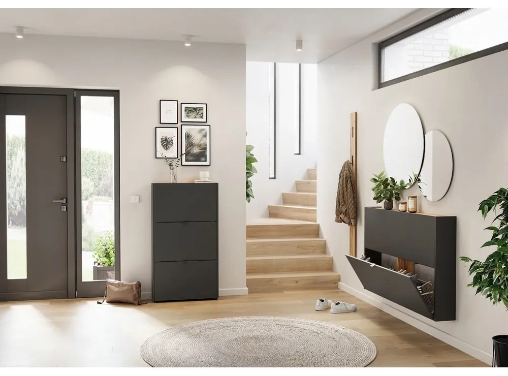 Antracitová predsieňová zostava 101x200x22 cm Ameca – Germania