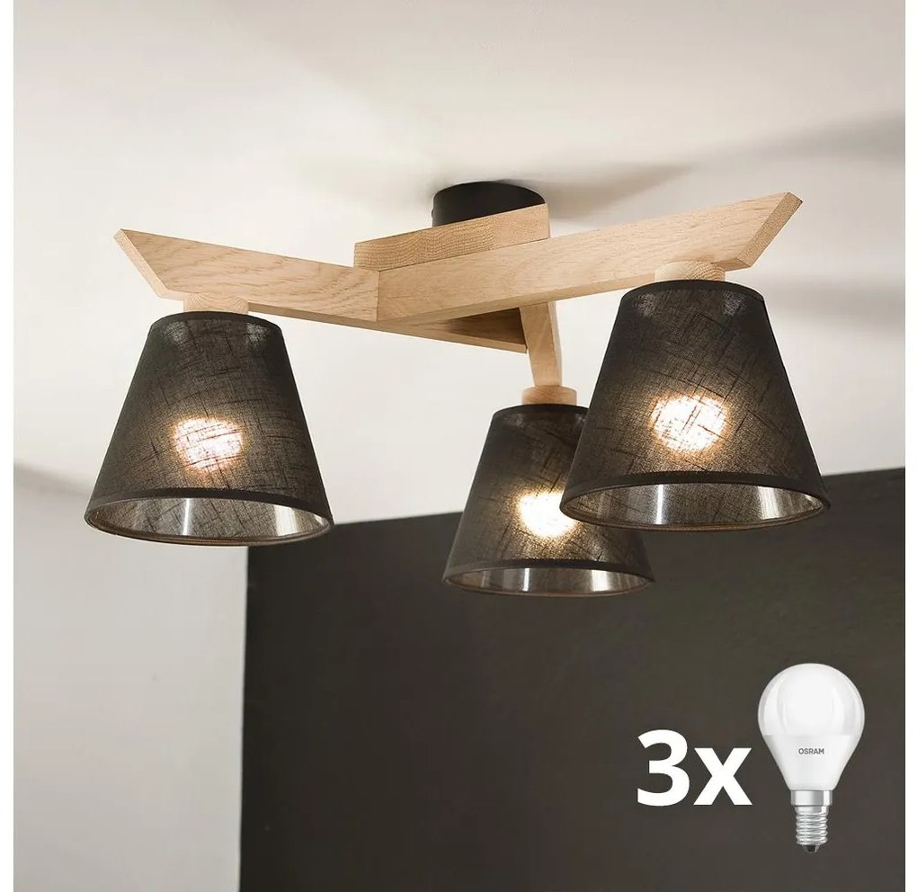 Brilagi - LED  Prisadený luster ANTHONY 3xE14/40W/230V dub/čierna