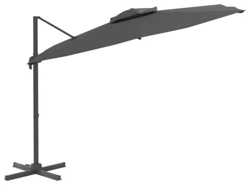 vidaXL Dvojitý konzolový dáždnik antracitový 400x300 cm-