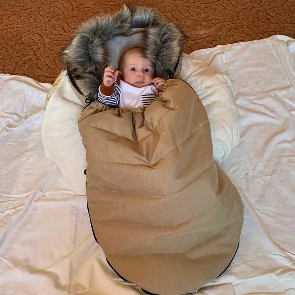 NEW BABY Detsky fusak NEW BABY s kožušinou tmavo sivý