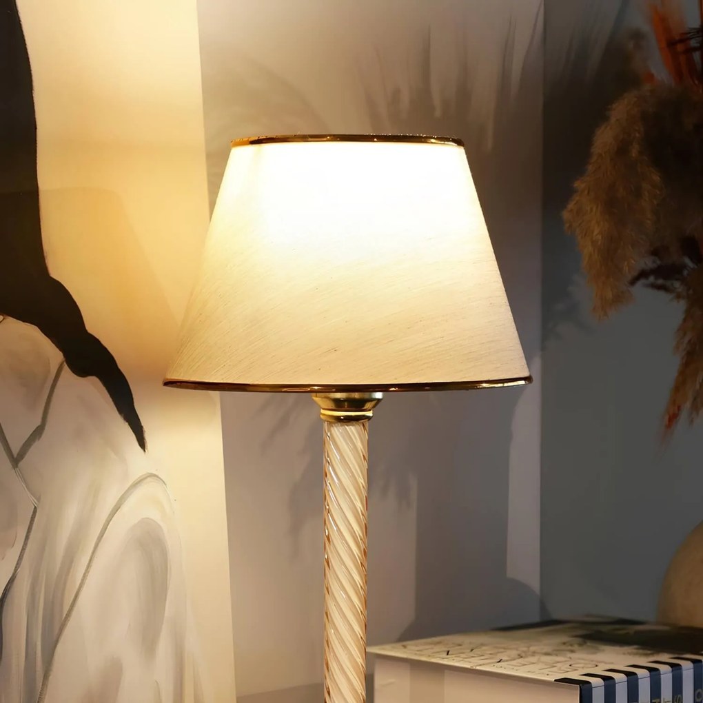 Stolní lampa Denis béžová/zlatá