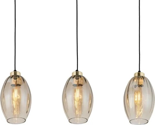 LED luster na lanku SEBO 3xE27/15W/230V čierna/dymovo-béžová