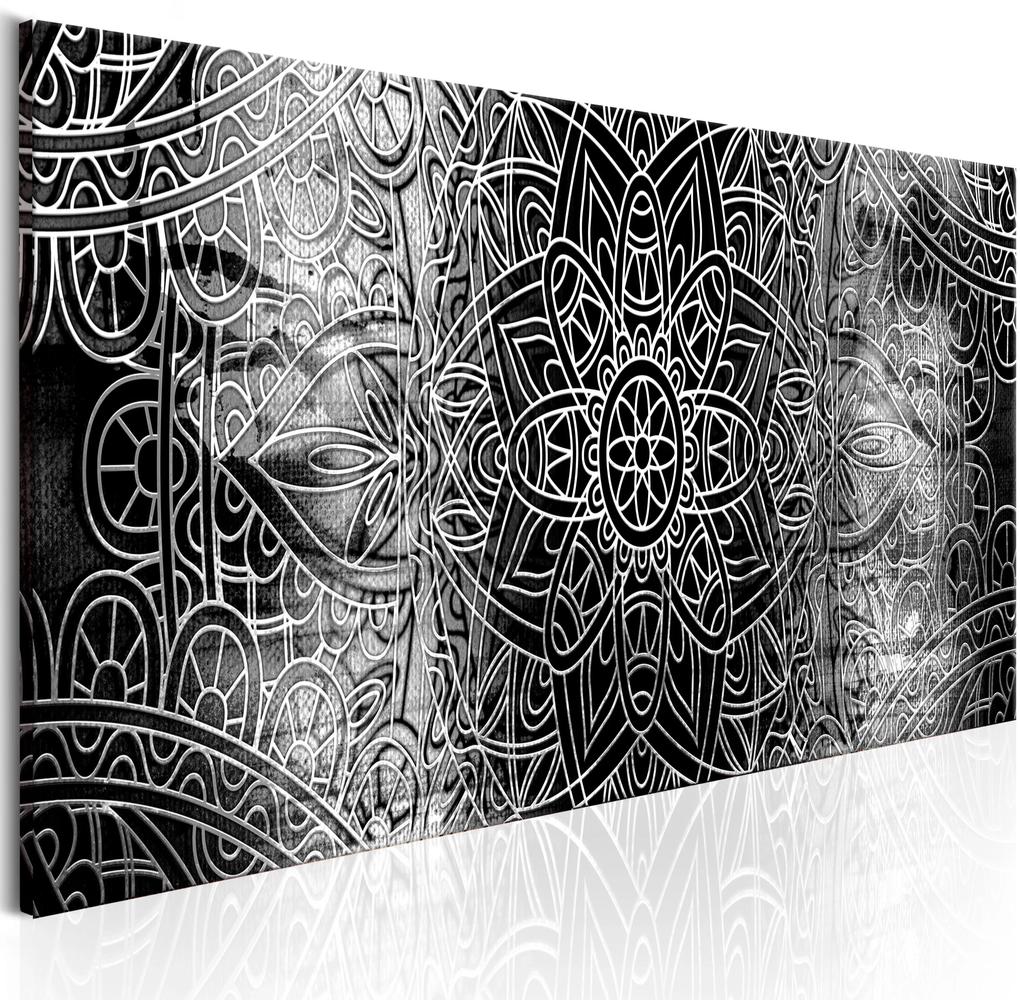 Artgeist Obraz - Mandala: Grey Depths Veľkosť: 150x50, Verzia: Na talianskom plátne