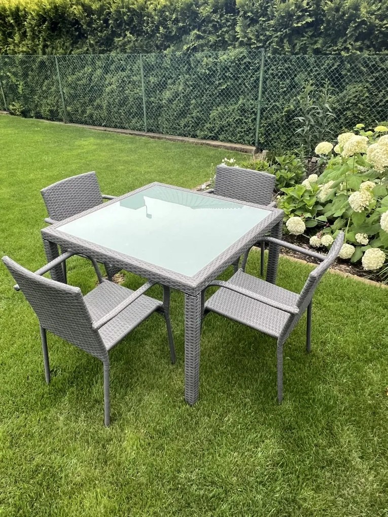 ZÁHRADNÝ KOMPLET ECCELLENTE 4 x STOLIČKA + STÔL ŠEDÝ