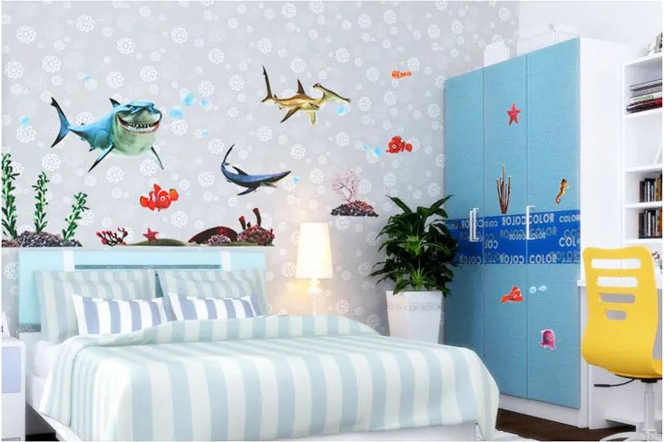 Veselá Stena Samolepka Hľadá sa Nemo Žraloky