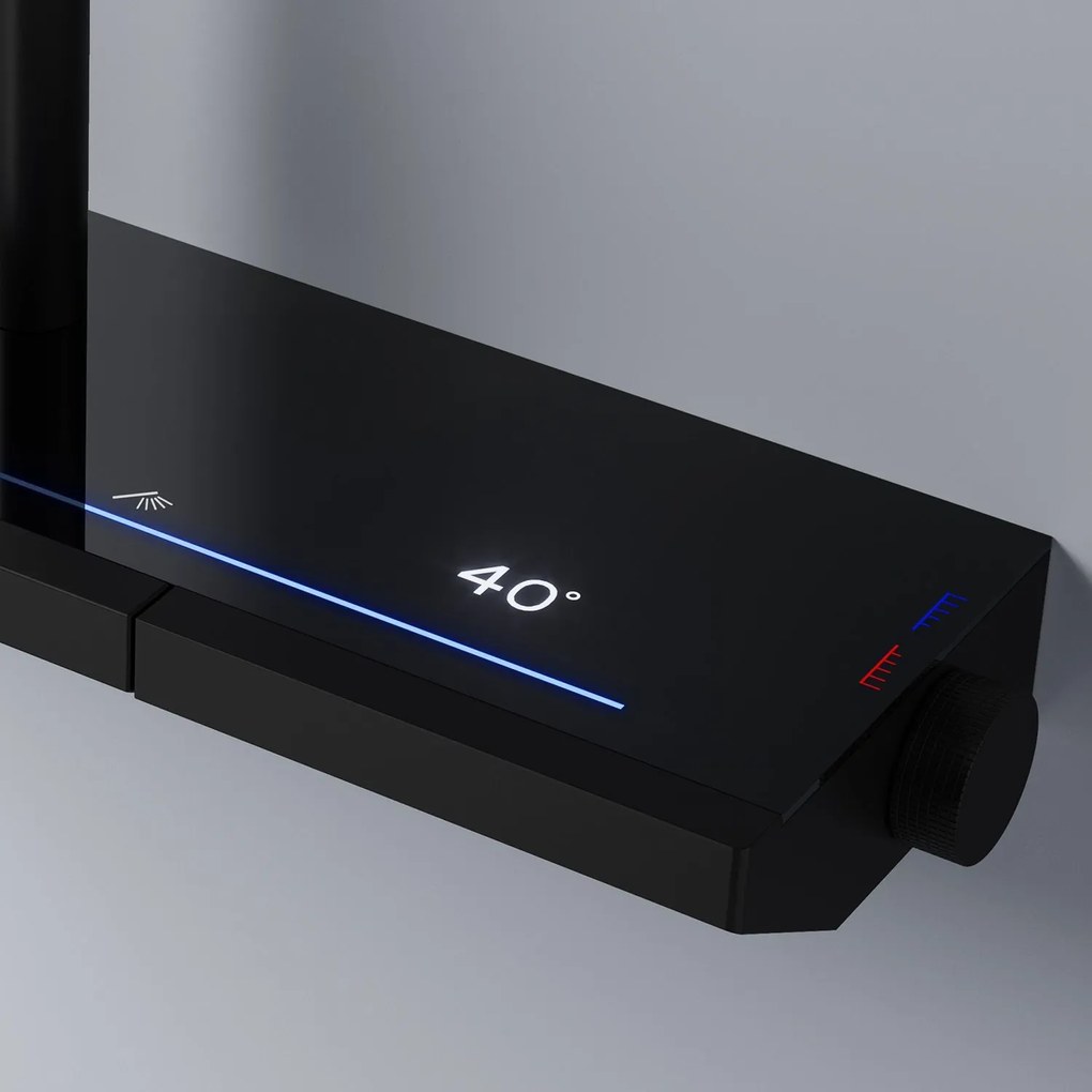 Rea Pedro, sprchový set s termostatom, čierna matná, REA-P0897