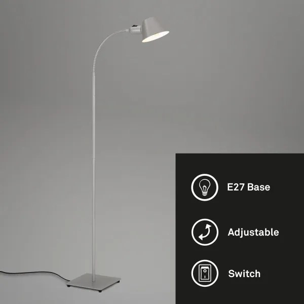 Brilo - Flexibilná stojacia lampa 1xE27/10W/230V strieborná