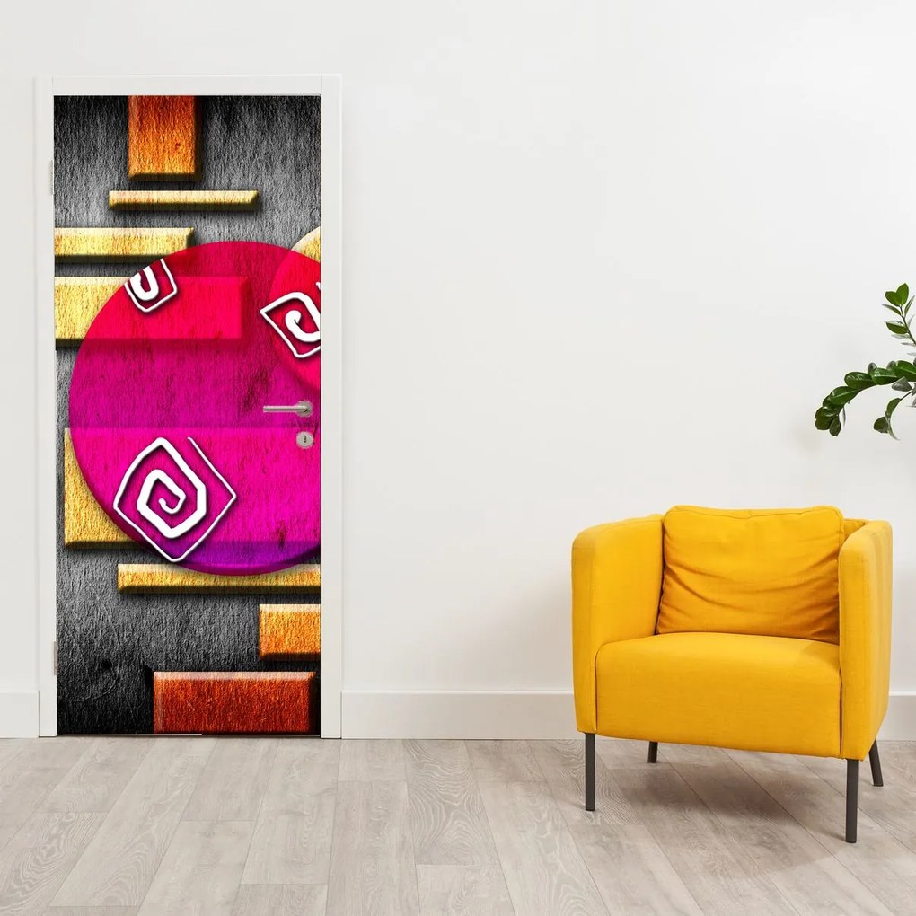 Fototapeta na dvere - Abstrakcia s historickými symbolmi (95x205cm)