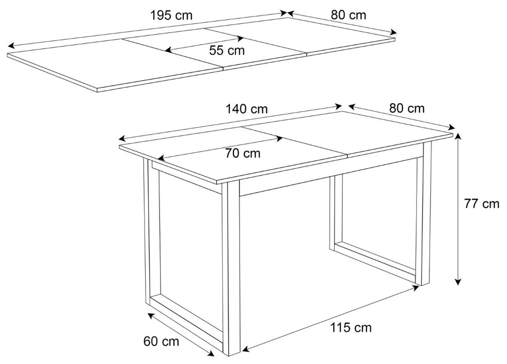 ROZKLADACÍ JEDÁLENSKÝ STÔL DANILO MRAMOR LEVANTO + ZLATÉ U NOHY 140 / 195 cm