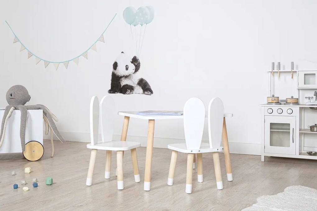 Detský stôl so stoličkami - Ušká - biely Kids table set - ears