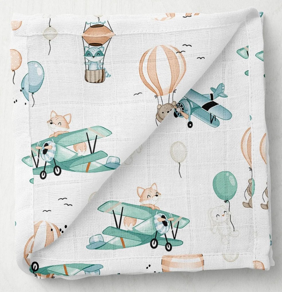 Sada 3ks bavlnených plienok PREMIUM, Airplanes - Ocean