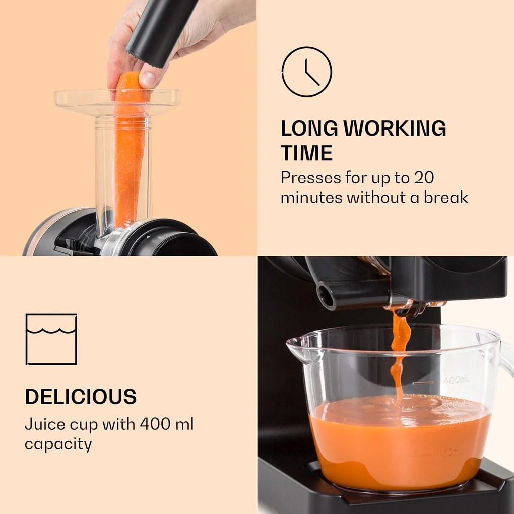 Klarstein Bella Elegance, odšťavovač, 200 W, 400 ml, bez BPA