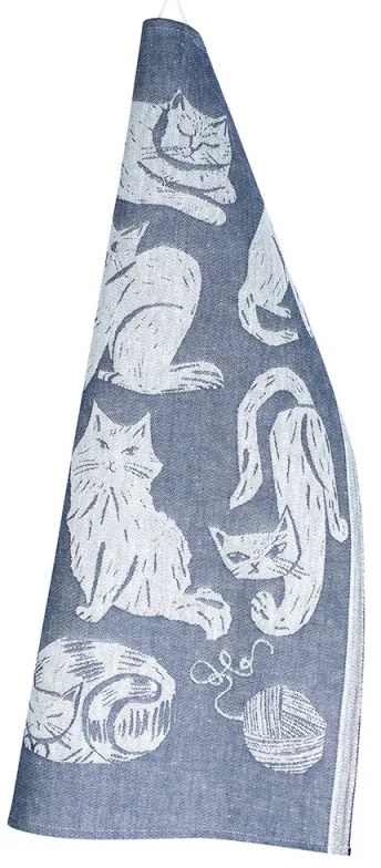 Ľanová utierka Kissanpäivät 46x70, modro-biela