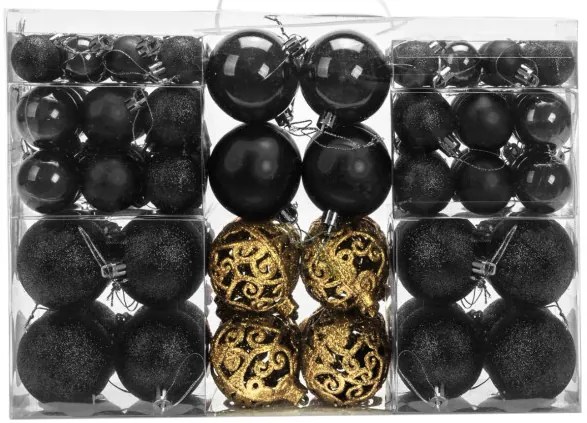 Vianočné gule KL-21X04 čierne (100 ks)