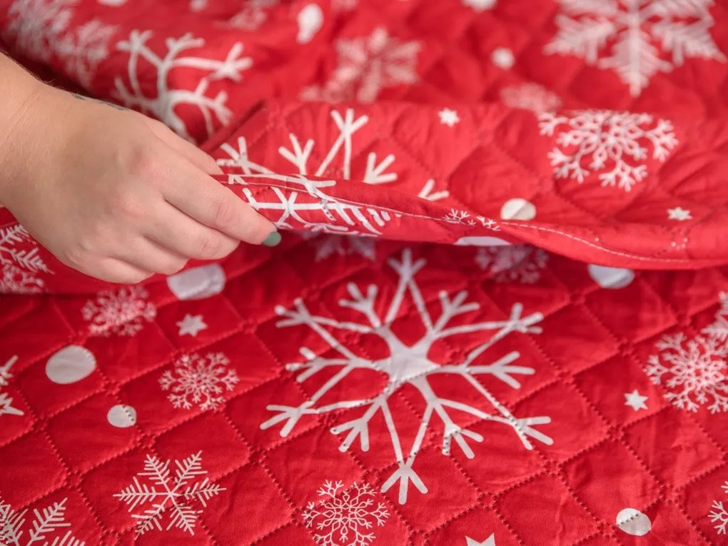 Prehoz na posteľ SNOWFALL červený Rozmer: 170 x 210 cm