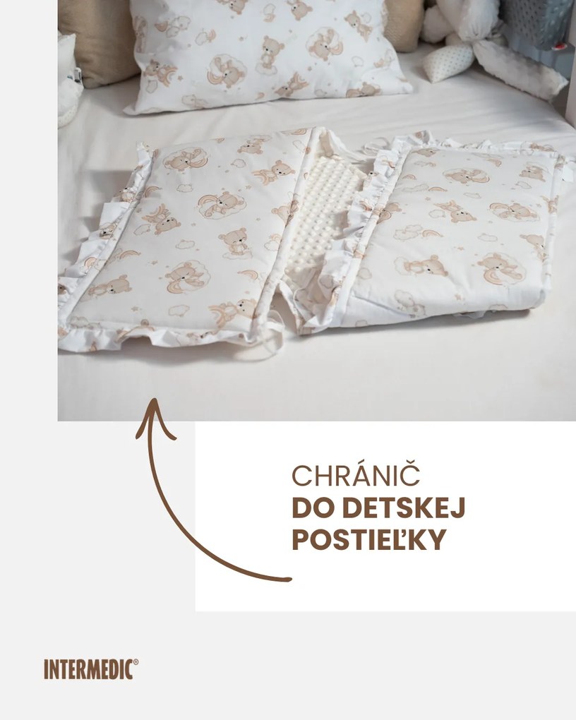 INTERMEDIC SK 5-dielna súprava pre bábätko Teddy/minky krémová – jemná súprava do postieľky