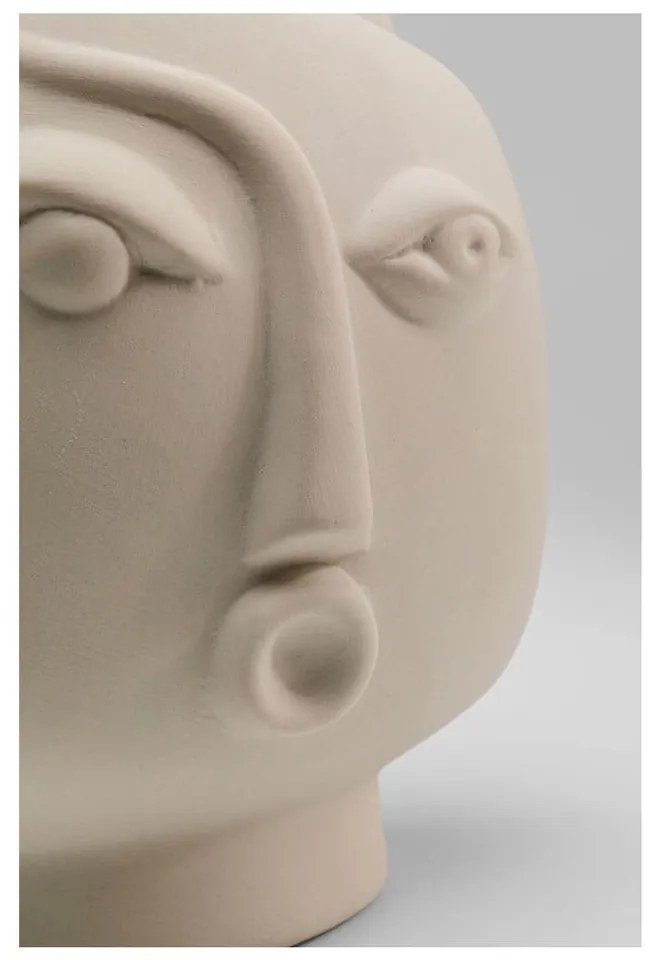 Béžová keramická ručne maľovaná váza Spherical Face – Kare Design