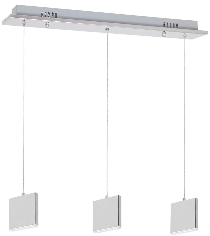 Závesné svietidlo Cuadra, 3x chrómové kovové tienidlo, ch