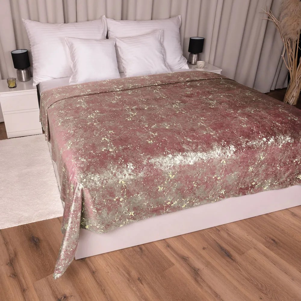 Biante Zamatový prehoz na posteľ Isabela IBL-013 Gold Design staroružový 260x280 cm