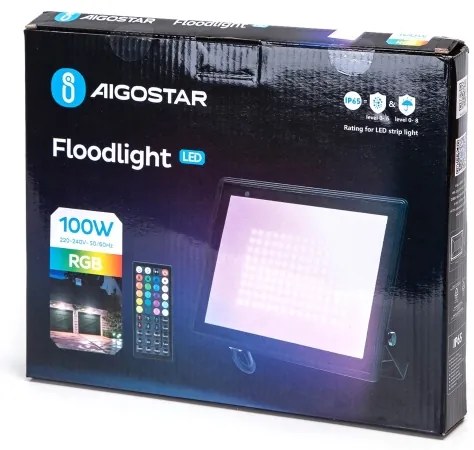 Aigostar - RGB LED reflektor 100 W, 230 V, IP65 s diaľkovým ovládačom