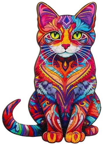 Kruzzel 22878 Dřevěné puzzle kočka 130 dílů, 38 x 24 cm