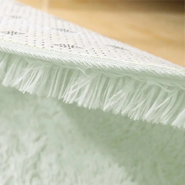 Protišmykový koberec SHAGGY biely kruh