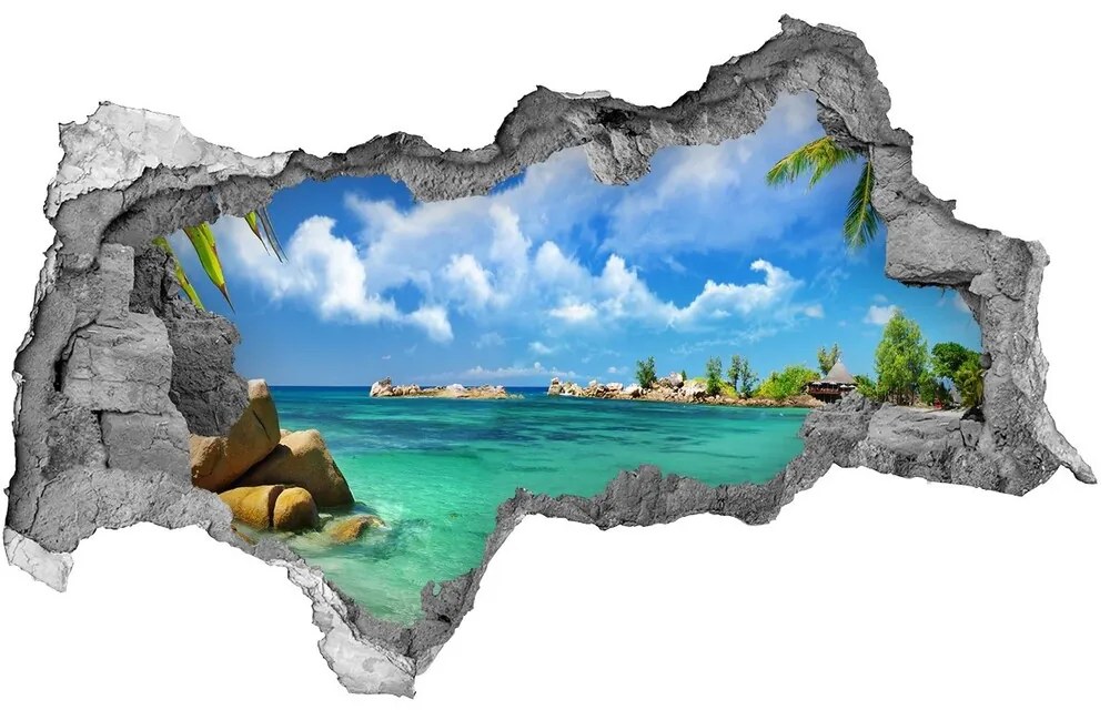 Diera 3D v stene nálepka Seychelles beach nd-b-37245256