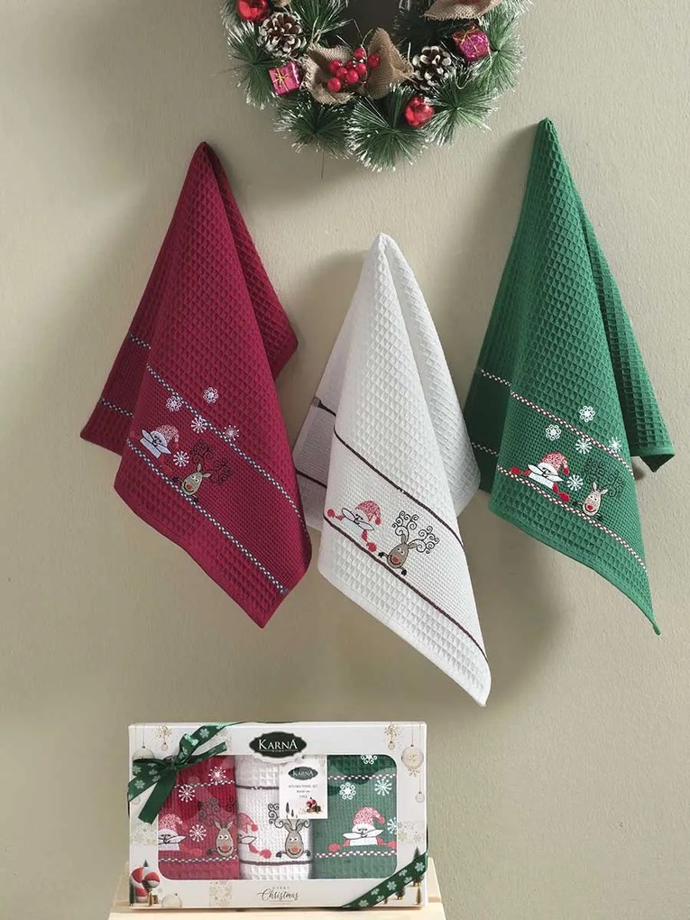 SADA KUCHYNSKÝCH UTIEROK SANTA 3 KS 40X60 CM VZOROVANÉ